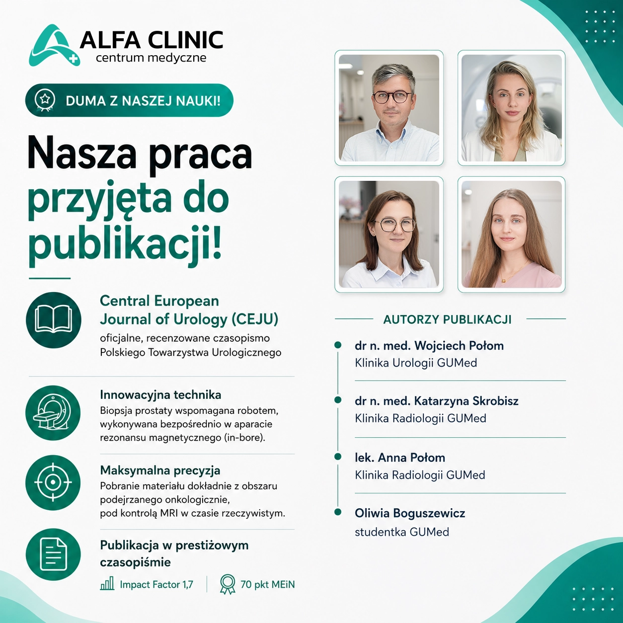 Publikacja nt. in-bore w Central European Journal of Urology!